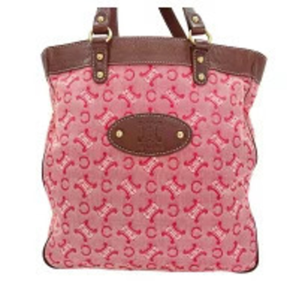 Celine Canvas Macadam Tote Bag Red